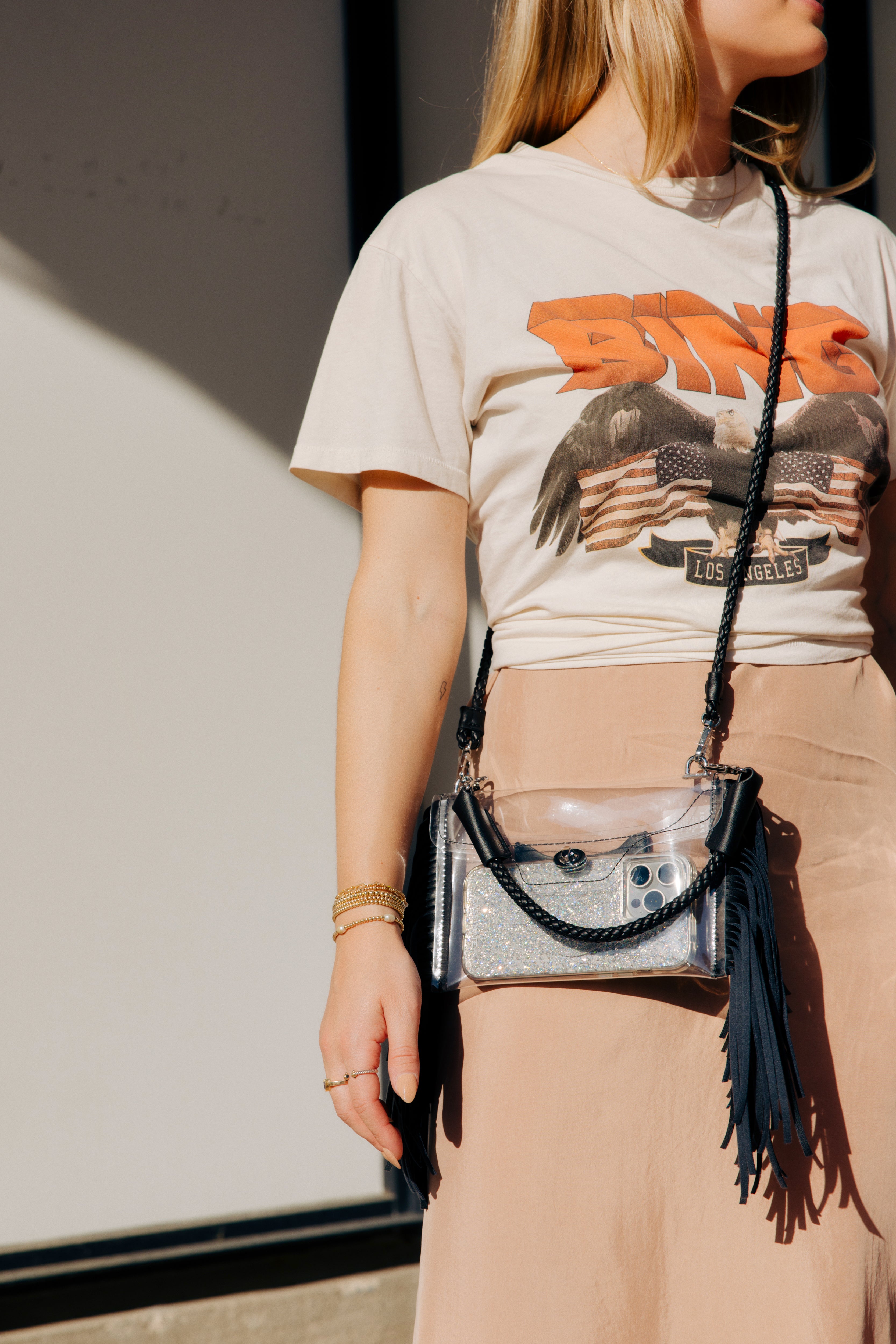 Clear Fringe Crossbody